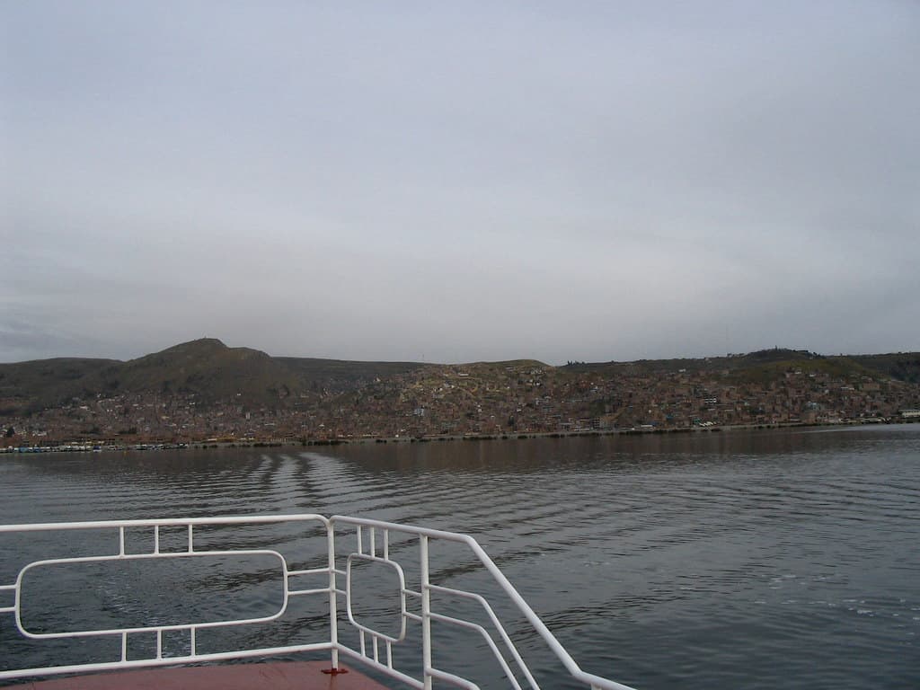 Looking at Puno from our boat